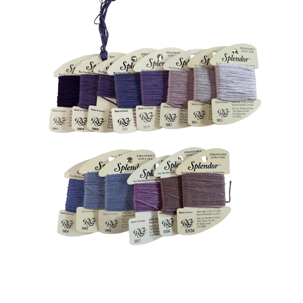 Rainbow Gallery Splendor Silk Thread Purple Needlepoint Full & Partial Cards